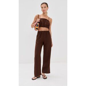 NWT SET LeBop Camille‎ Brown Linen Crop Top & Pants S